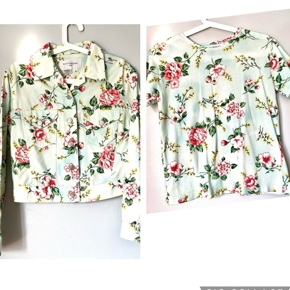 Y2K Vintage Vittadini Floral Button Down Jacket with Floral Short Sleeves Shirt - Picture 2 of 11